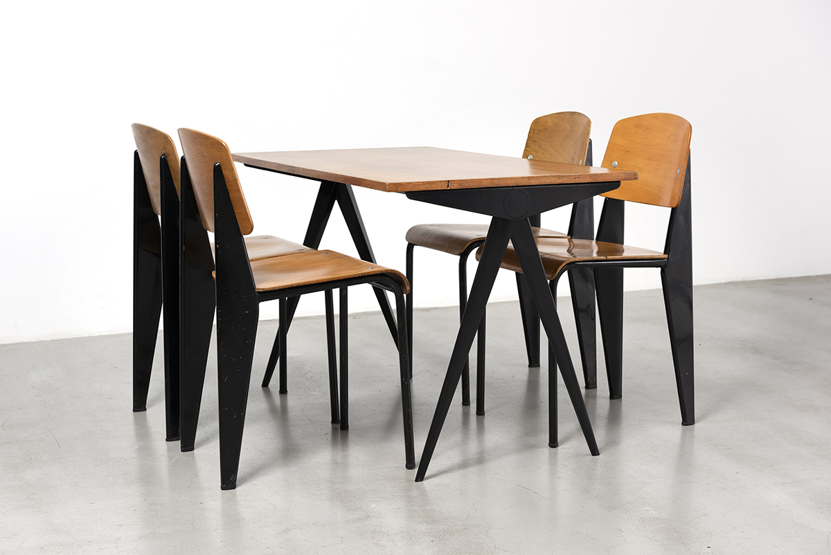 Table Cafétéria 512 Compas reproduction Jean Prouvé ⋆ Neef Louis