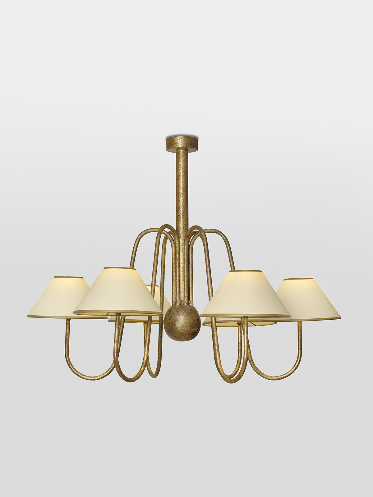 JEAN ROYÈRE - Lustre Bouquet 6 bras, ca. 1950 – Métal patiné doré