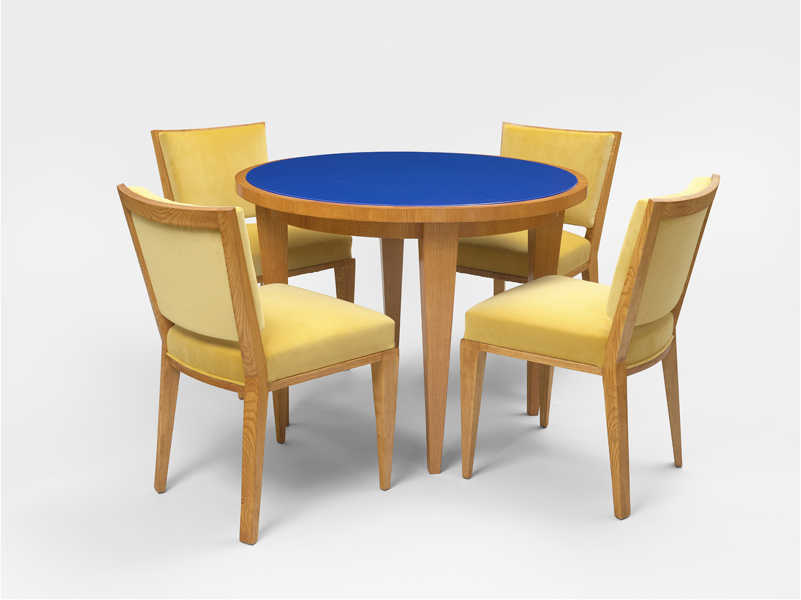 JEAN ROYÈRE - Set of 6 chairs, ca. 1956 – Beech and cotton velvet